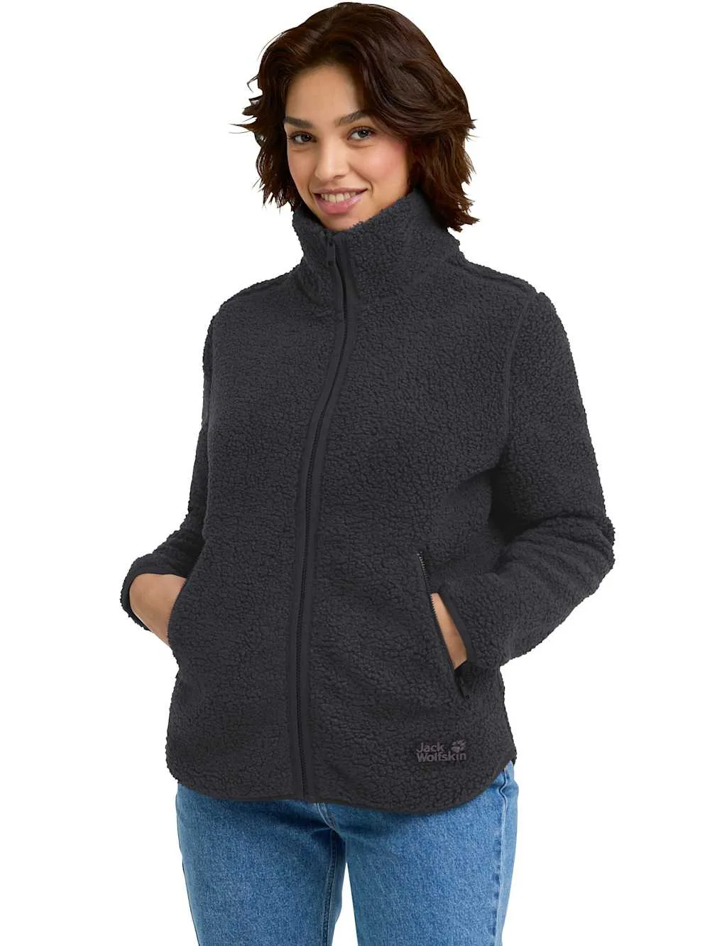 High Curl High Neck Fleece Jacket Black female - Jack Wolfskin - FashionsVida