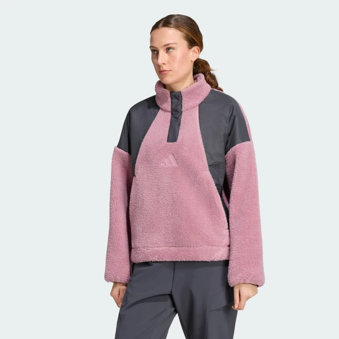Pullover Terrex Xploric CLIMAWARM pile alto e bottone a pressione M Magic Mauve - Adidas - FashionsVida