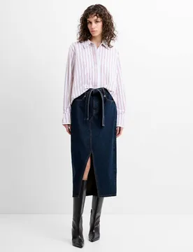 Denim Belted Midi Skirt Blue Denim female - French connection - FashionsVida