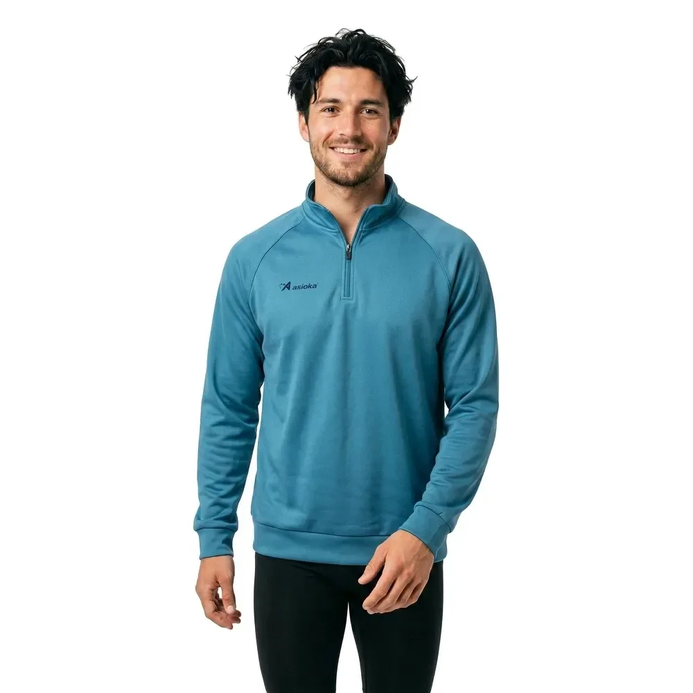 Felpa Con Mezza Zip Berlin Turquoise XL - Asioka - FashionsVida