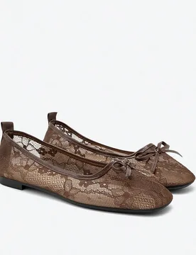 Zapatos planos con lazo y encaje de malla, zapatos de ballet tipo Mary Jane con diseño hueco y transpirable para mujer, cómodos mocasines para uso d - Shein - FashionsVida