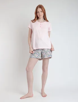 Pijama corto de mujer de punto de algodón en color - Admas - FashionsVida