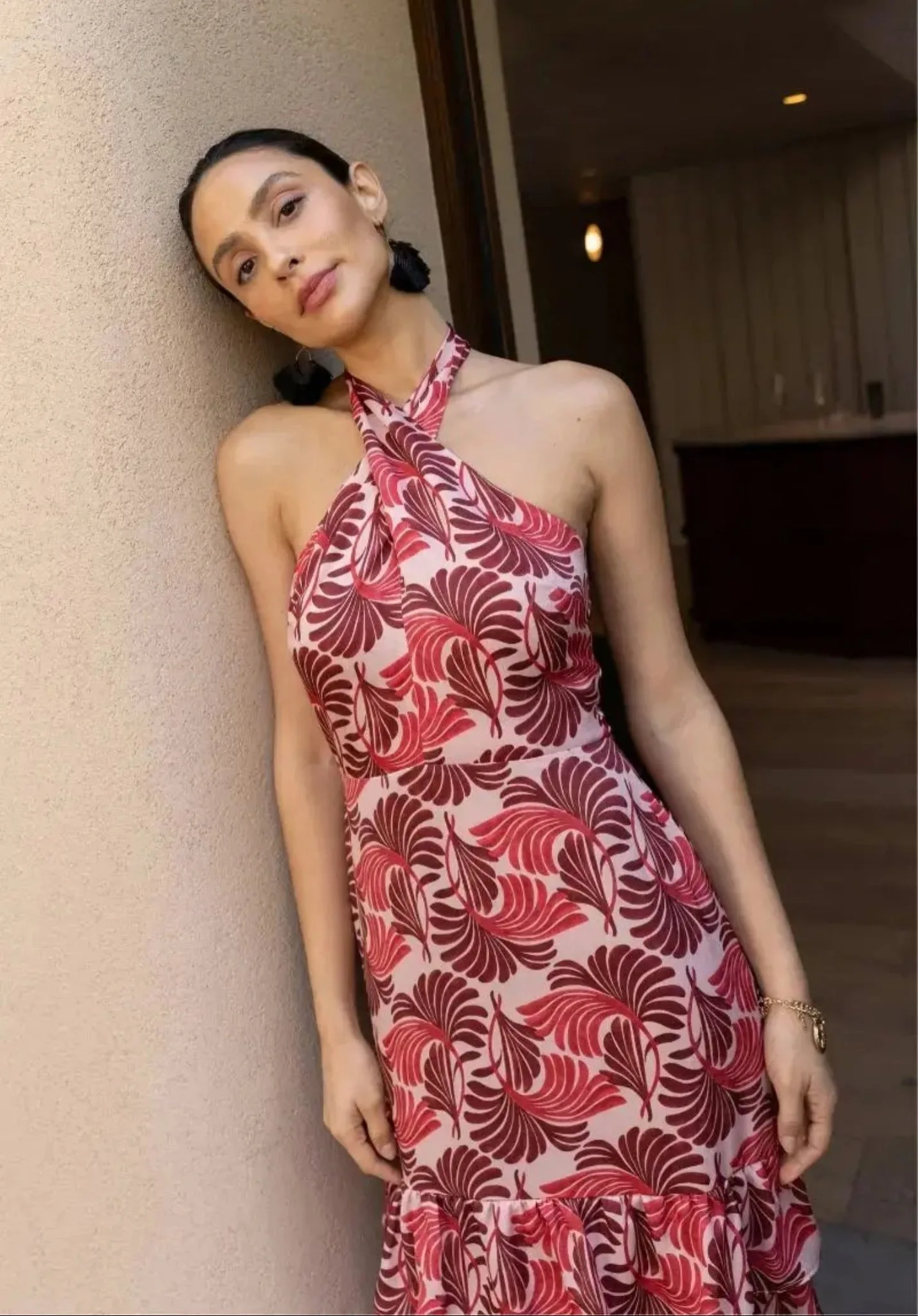 Jamie Dress in Pink Fan Print - 8 - Rewritten - FashionsVida