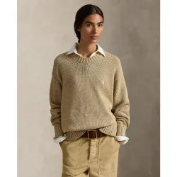 Jersey de mujer de algodón con cuello redondo