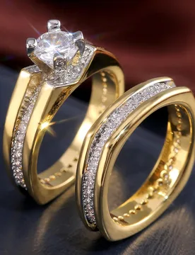 Set de 2 anillos con circonita cúbica de moda, joyería para boda, compromiso, aniversario y fiesta de la mujer, regalo para el Día de San Valentín - Shein - FashionsVida