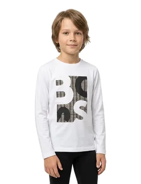 Maglietta A Maniche Lunghe J52362 White 4 Anni - BOSS - FashionsVida