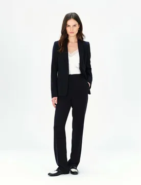Pantalón recto de mujer en tejido liso con bolsillos - Caroll - FashionsVida