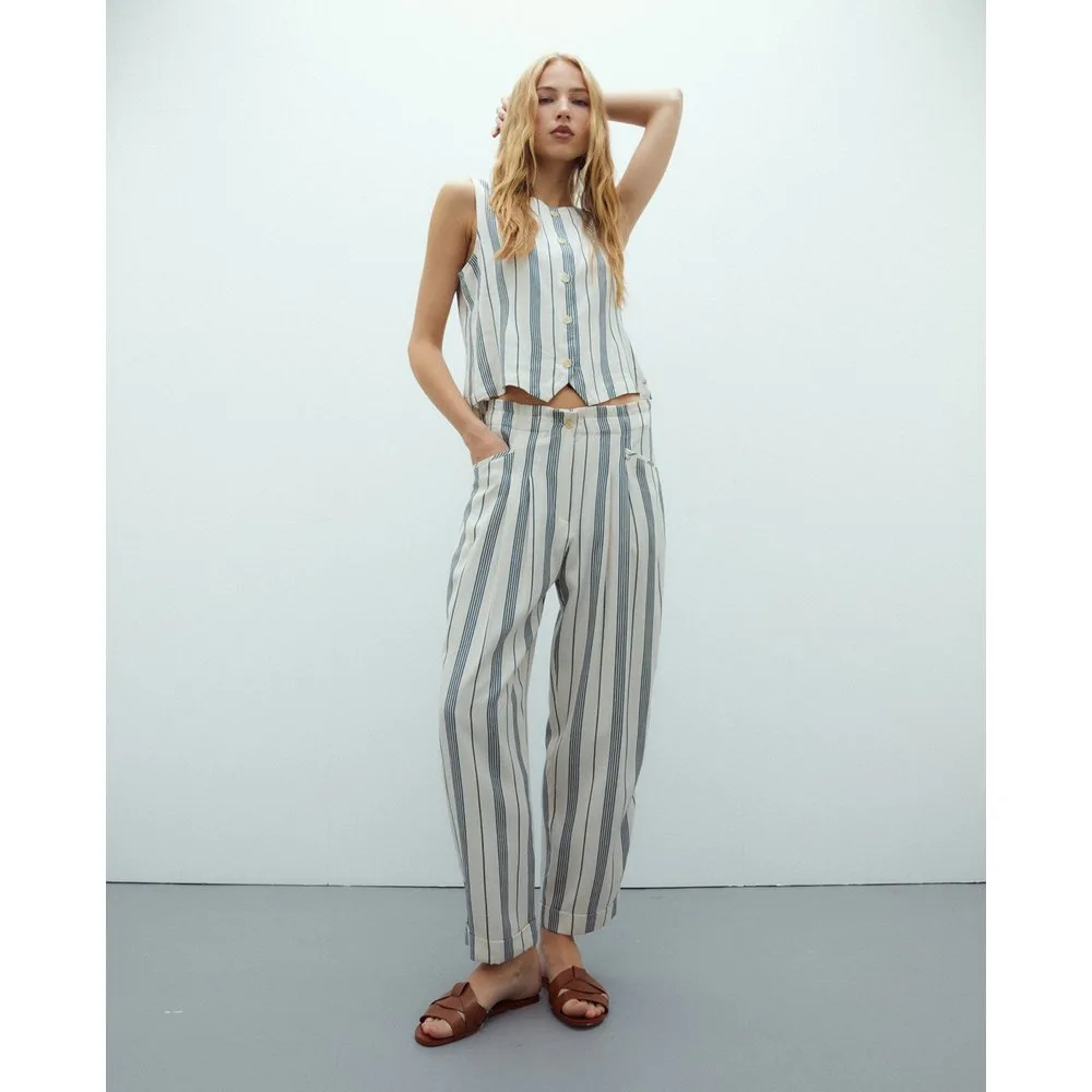 Pantalones anchos de mujer largos - Andam - FashionsVida