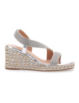 Sandali Argento con Zeppa con Glitter 602 38