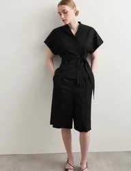 Shorts with Linen Black female