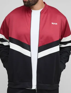 Men's Plus Embroidered Regular Fit Track Jacket Black Size 2X-Large Black 2XL - boohooMAN - FashionsVida