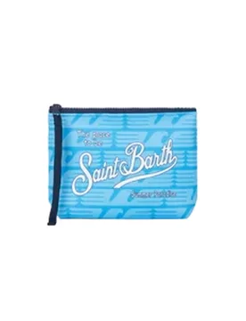 Pochette Aline azzurra in neoprene con stampa logo aquila Lazio - MC2 SAINT BARTH - FashionsVida