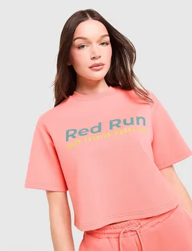 Womens Azure Boxy Cropped T-Shirt - Rosa, rosa rosa Donna taglia XL - RED RUN ACTIVEWEAR - FashionsVida