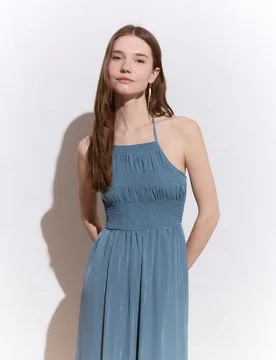 Vestido chifon lurex halter - Green Coast - FashionsVida
