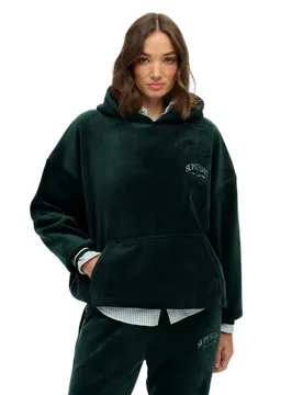 Sweat à Capuche Country Club Velour Relaxed Enamel Green XL - Superdry - FashionsVida