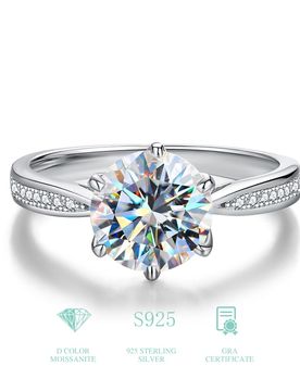 Pieza Anillo de compromiso/boda de moissanita, anillo eterno/anillo de promesa/anillo de aniversario de plata de ley 925 para mujer, regalo de joyerí