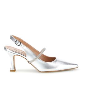 Scarpe slingback argento a punta con cinturino 8330 38