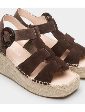 Alpargatas de esparto con cuña en serraje - Macarena - FashionsVida
