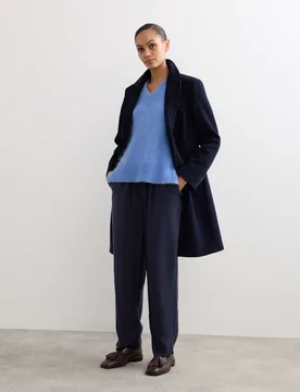 Lyocell Rich Elasticated Waist Tapered Trousers Navy female - Jaeger - FashionsVida