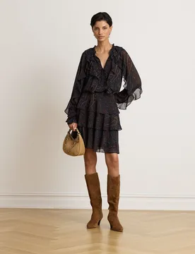 Vestido corto con volantes - Lauren Ralph Lauren - FashionsVida