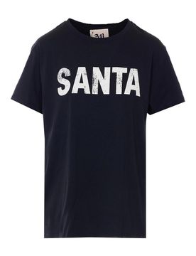 T-shirt nera con stampa di Babbo Natale