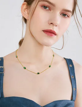 Chic Green Color CZ Stone Choker Necklaces for Women Jewelry, Gold Color Stainless Steel Chain Collar, Ladies Girls Party Gift - Aliexpress - FashionsVida