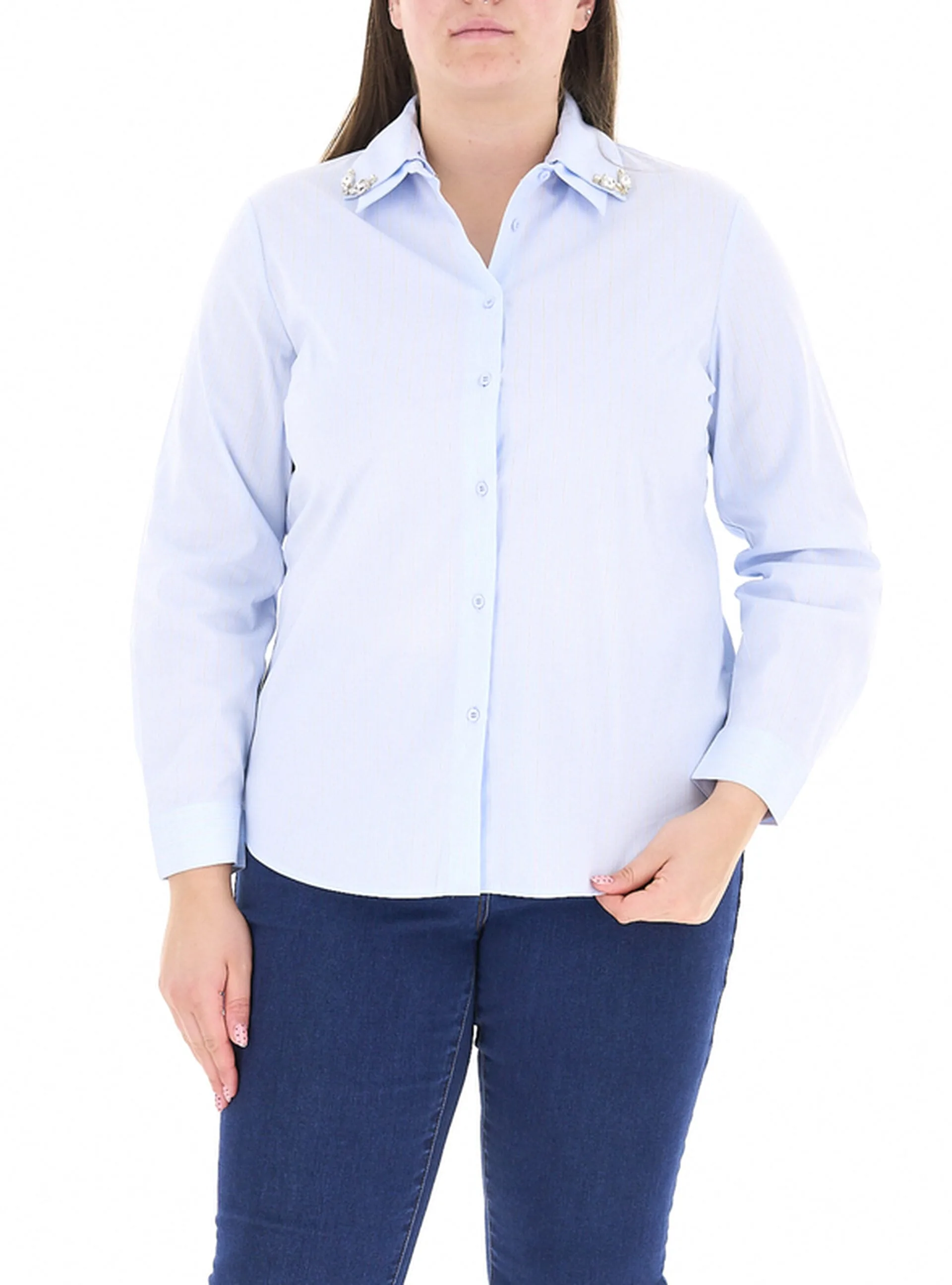 Camicia a righe AZZURRO OXFORD 41 - LUISA VIOLA - FashionsVida