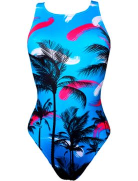 Tirante ancho blue palm bañador natación mujer Azul (S)