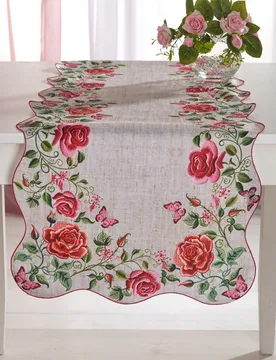 Schäfer Tischläufer "Rosen" mit Languettenrand 40 x 140 cm Eldo - Schafer - FashionsVida