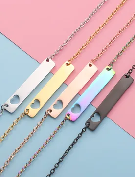 Pcs/Lot Mirror Polish Stainless Steel Hollow Heart Blank Bar Charm Necklace 35*6mm For Womens Fashion Jewelry - Aliexpress - FashionsVida
