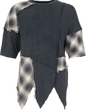 Oversize T-Shirt - Essential check T-Shirt - S bis XXL - für Damen - Größe S - schwarz - Frauen - female - Black Premium by EMP - FashionsVida