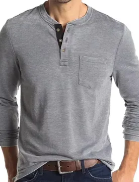 American European New Fashion Men's Casual Trendy Solid Color Long Sleeve O-neck Button Pullover T-shirts Male Clothes Tops - Aliexpress - FashionsVida