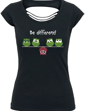 T-Shirt - XS bis L - für Damen - Größe S - schwarz - Frauen - female - Be Different! - FashionsVida
