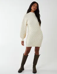 Chunky Knit Jumper Dress - M/L / IVORY - female