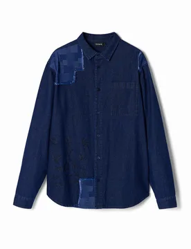 Chemise en denim avec broderies et patch. BLUE S male - Desigual - FashionsVida