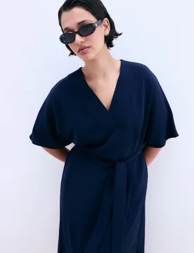 Vestido de manga corta midi camisero - Couchel - FashionsVida