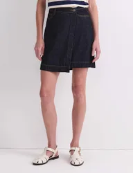 Denim Mini Wrap Skirt Navy female
