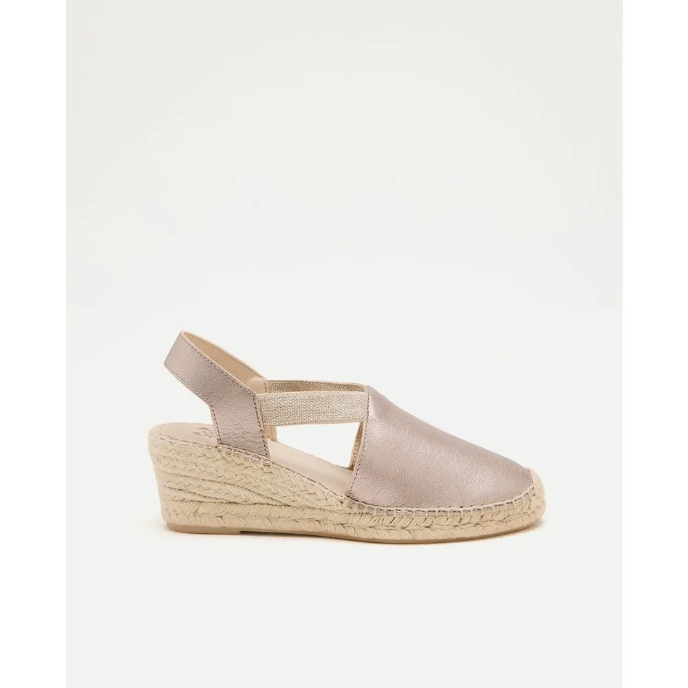 Alpargatas cuña de mujer en piel con elástico - Latouche - FashionsVida