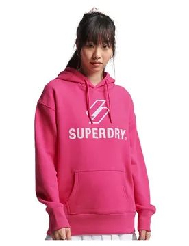 Sweat à Capuche Code Sl Stacked Apq Os Raspberry Sorbet XS-S - Superdry - FashionsVida