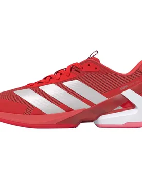 Adizero Ubersonic 5 Hard Court Shoes Lucid Red / Zero Met / Lucid Pink UK 4 - Adidas - FashionsVida