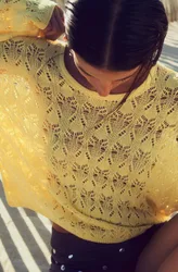 Yellow Openwork Knit Jumper (Size: )