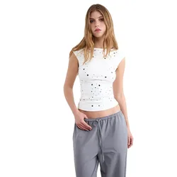 T-shirt Sans Manches 30000625 Mirror Details White M