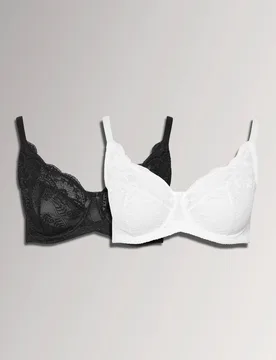 Women's 2 Pack Swirl Lace Bras in Black Size: 50HH - Black - Size: 50HH - Yours - FashionsVida
