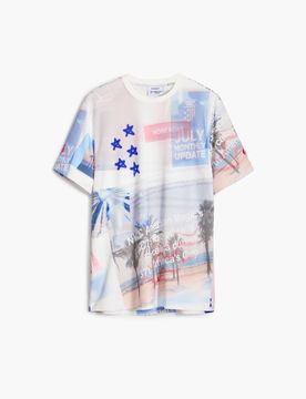 T-shirt imprimé American Magic, Coton, Blanc, XL