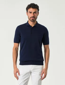 Polo blu Pellizzari in maglia di puro cotone - Rodolfo Pellizzari - FashionsVida
