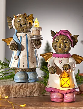 LED-Dekofiguren Drachen "Schlafwandler" 2er-Set - 3Pagen - FashionsVida
