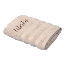 Handtuch personalisiert mit Namen, 50x100 cm, 100% Baumwolle beige