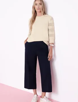 Shirt mit Lochmuster-Ärmeln female Beige - Street One - FashionsVida
