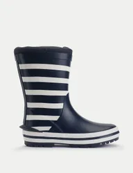 Kids' Little Puddle Striped Wellies (4-8 Small) Navy Mix male
