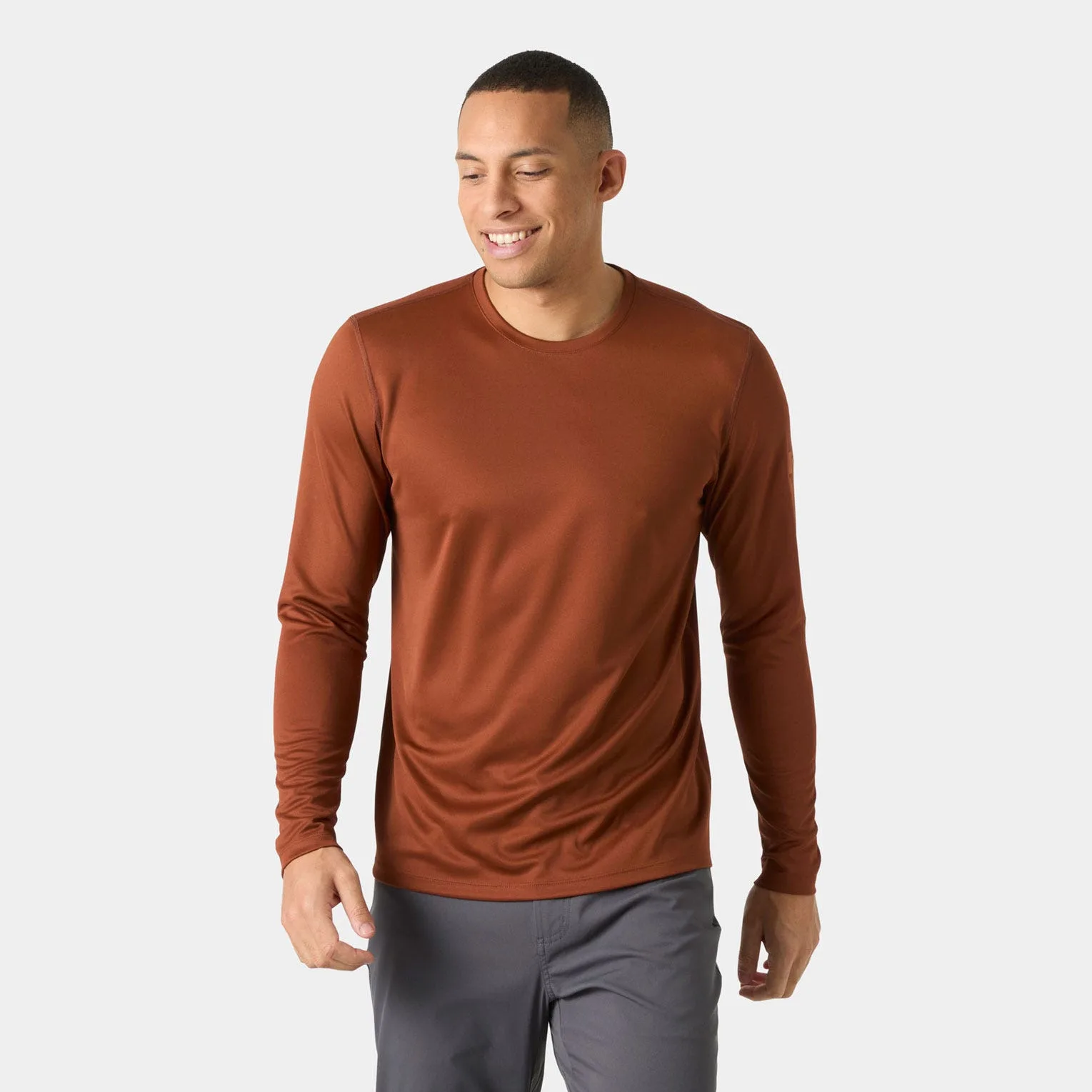 Men's Tech Crew Long Sleeve 2.0 Red S - Iron Oxide Red - Male - Helly Hansen - FashionsVida